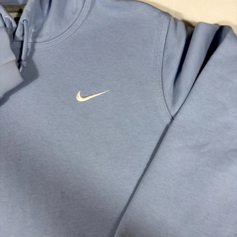 Nike Hoodie Mens L Blue Fleece Lined Embroidered Swoosh Logo Drawstring Pullover